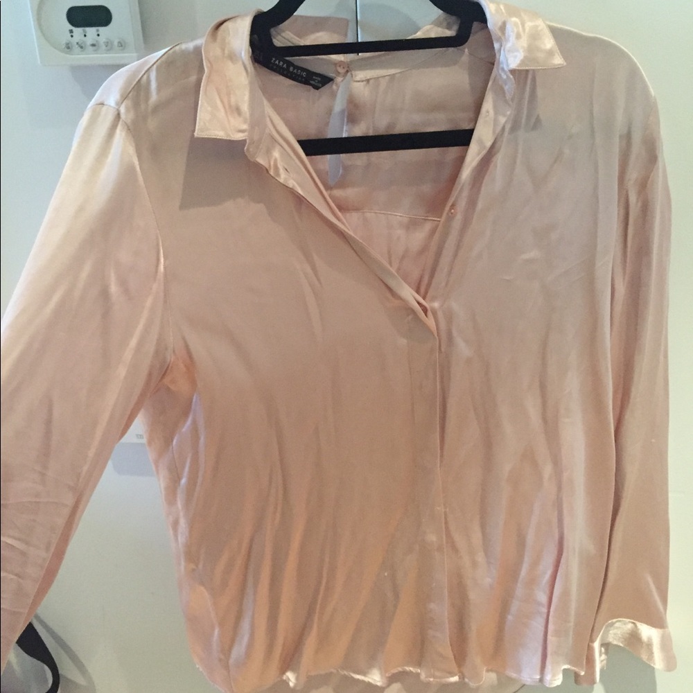 Zara silk pink top